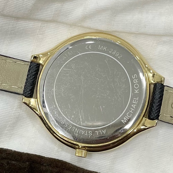 Michael Kors Slim Runway Gold Dial Leather Crystal Ladies Watch - MK2392 - Picture 3 of 4